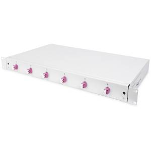 DIGITUS LWL Spleißbox 1HE bestückt 6x LC DX OM4 grau
