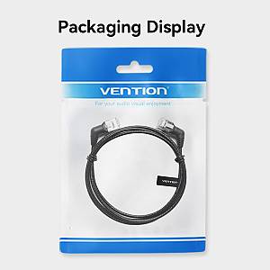 Vention NETWORK Cable Cat6A UTP Rotate Right Angle Slim 2.0m Black IBOBH