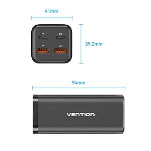 Vention Charger Desktop Station 100W 2xC 2xA+240W Cable Black FBSBG-UK