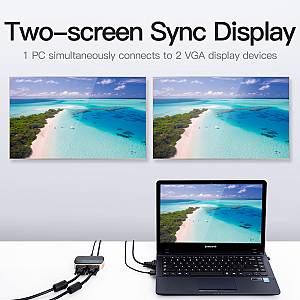 Vention VGA Splitter 2-Port with Power & VGA Cable 1.0m DBABF