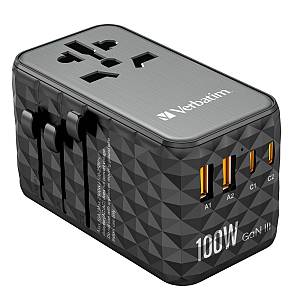 Verbatim Charger Travel Adapter World to World GAN III 100W 2xC 2xA UTA-06