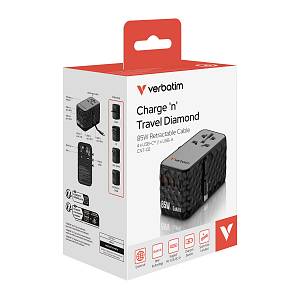 Verbatim Universal Charger Travel Adapter USB-C Retractable Cable 85W CNT-02