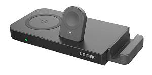 Unitek P1222B 5-in-1 MagMighty Combo 48W 3x Wireless Charging Areas 1x USB-A 1x USB-C