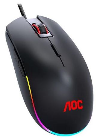 Aoc Mouse Gaming GM500, USB 2.0, 1.8m, 5000 Dpi, Amdidextrous, 8 Buttons, Aoc G-tools, Black-red, 2 Yw