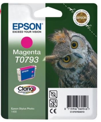 Epson Ink Cartridge Magenta T0793, 1 X 11.1 Ml, 470 Pages, For Stylus Photo 1400, P50, PX720WD, PX660, PX830FWD, 1500W