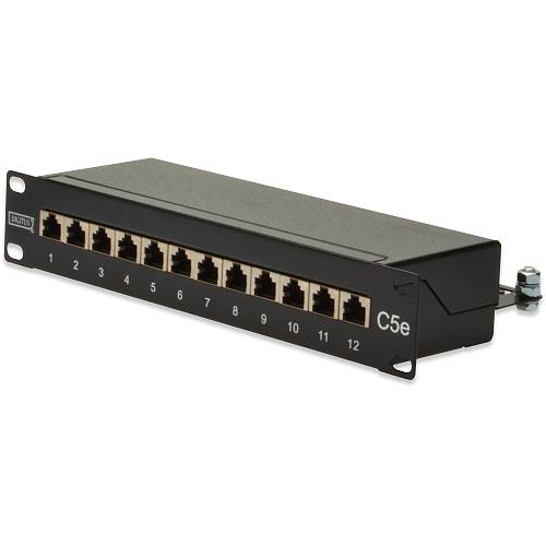 DIGITUS Patchpanel 1HE 12-Port Cat5e ClassD geschirmt schw.