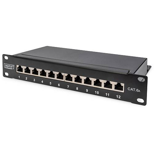 DIGITUS Cat.6A Patch Panel. geschirmt. 12-Port. 10.black