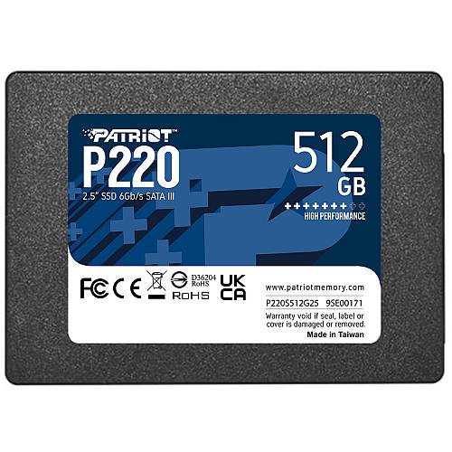 2.5 Patriot P220 512 GB (schwarz. SATA III 6 Gb/s. 2.5)