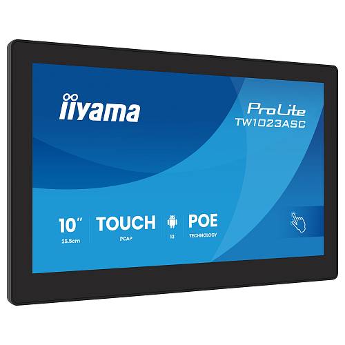25.5cm/10.1 (1280x800) iiyama ProLite TW1023ASC-B3P 16:10 IPS 25ms 60Hz HDMI USB LAN PoE Webcam Mic Speaker Black