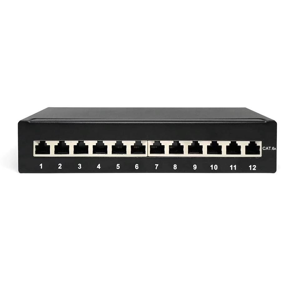DIGITUS Patchpanel 1HE 12-Port Cat6A geschirmt black