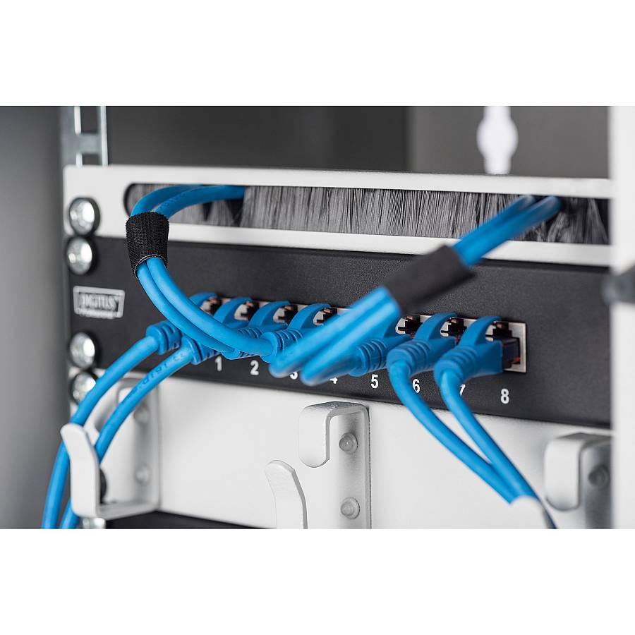 DIGITUS Patchpanel 1HE 8-Port Cat6 ClassE geschirmt schw.