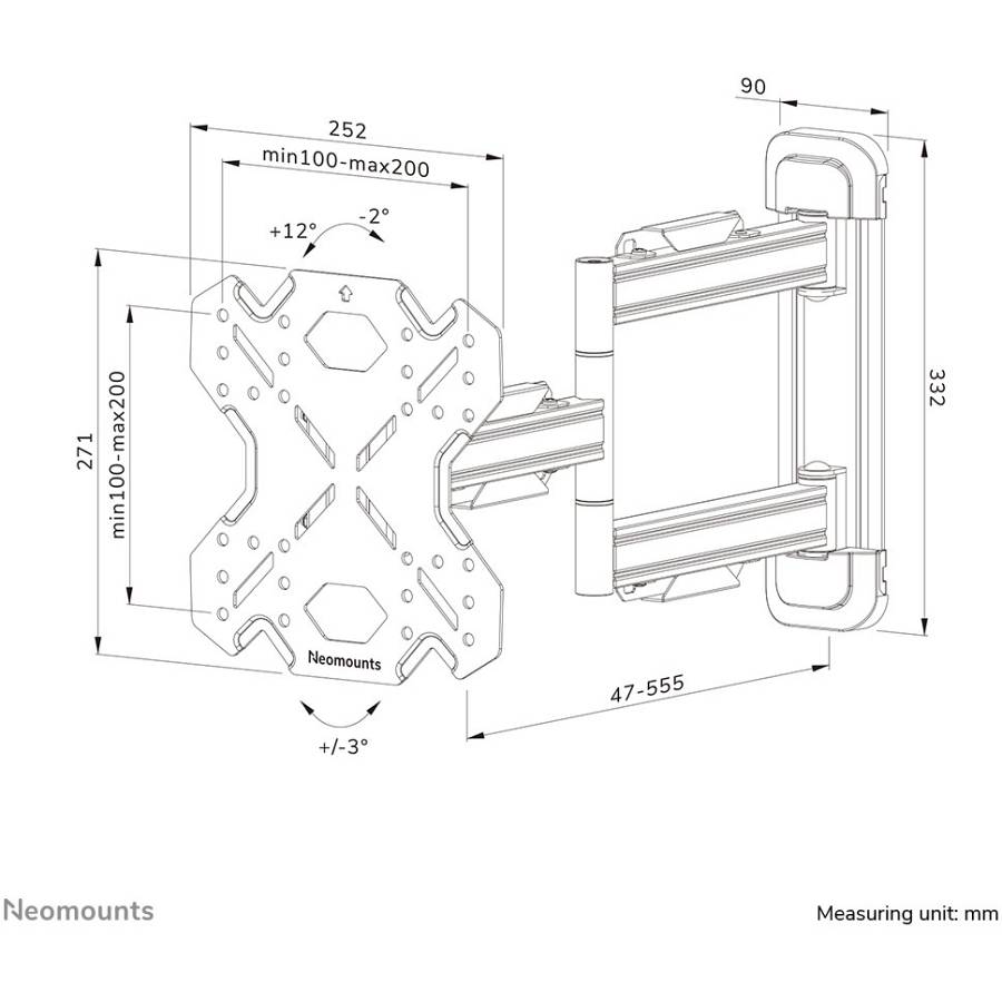 Neomounts Wandhalterung. voll beweglich. für 32-55 Bildschirme 40KG WL40S-850BL12