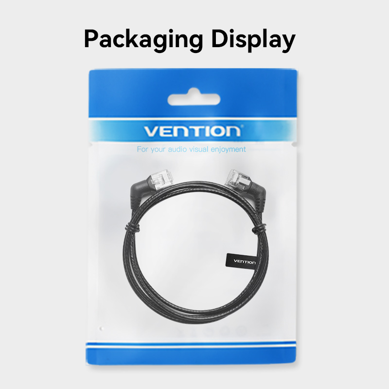 Vention NETWORK Cable Cat6A UTP Rotate Right Angle Slim 2.0m Black IBOBH