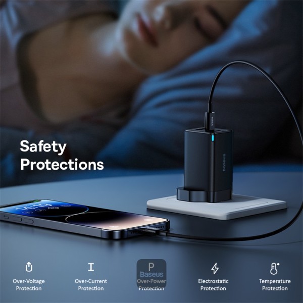 Baseus Charger Wall 65W USB-Cx2/USB-A UK+100W USB-C Cable Black