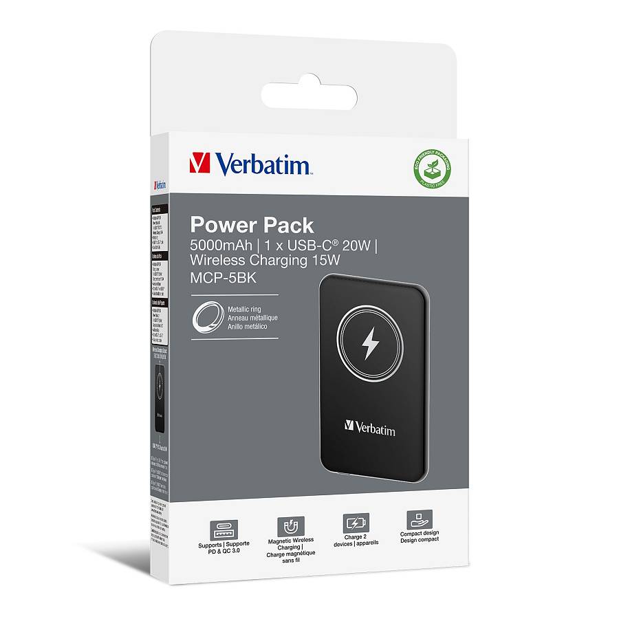 Verbatim Wireless Magnetic Slim Powerbank Qi2 15W 5000mAh Black